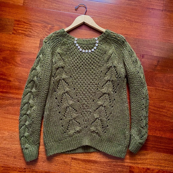 Knit Sweater Hunter Green Medium Long Sleeve - Picture 2 of 5